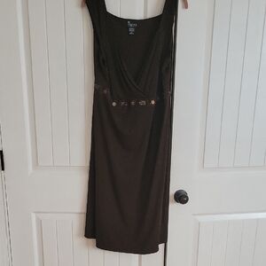 Ralph Lauren Black Sheath Midi Dress V-neck Sleeveless